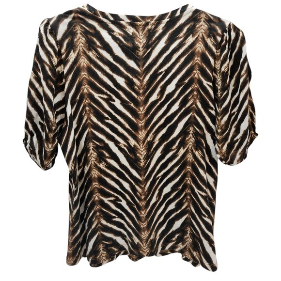 Calvin Klein Women's Animal Print Puff Sleeve Blouse Top Size Medium - Picture 2 of 10